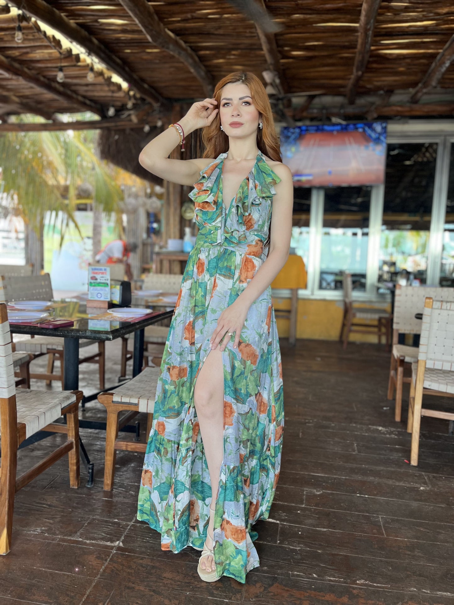 Vestido floreado verde