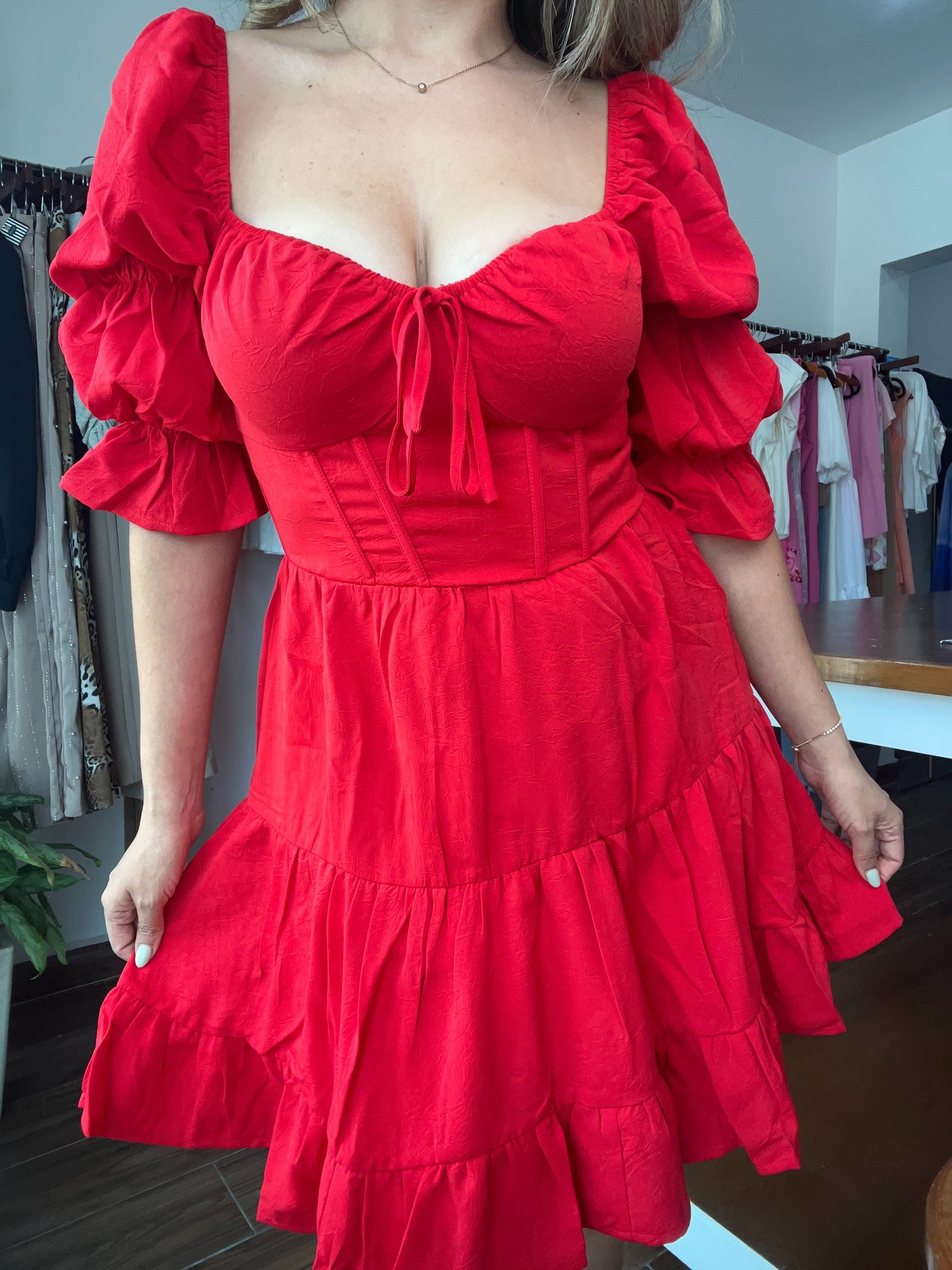 Vestido rojo de olanes