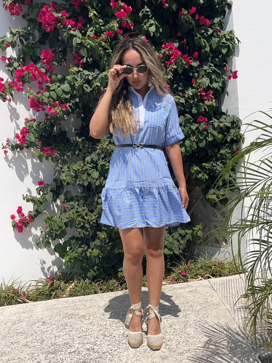 Vestido azul Rayas camisero