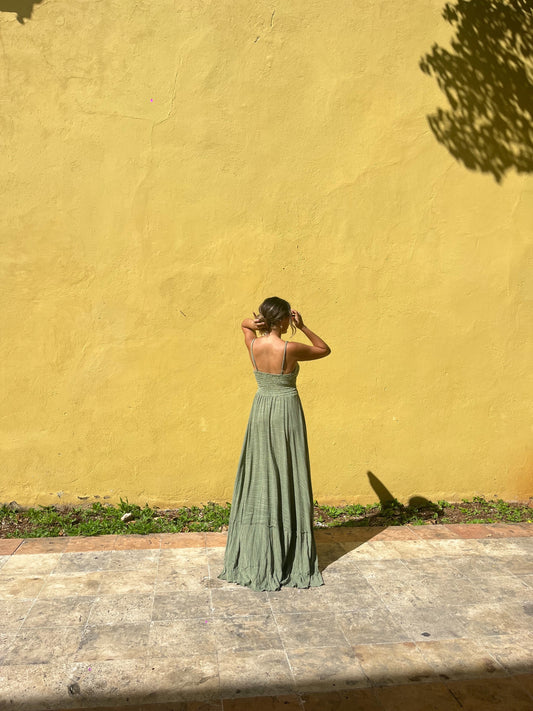 Vestido Boho Chic Rayón –Unitalla Verde