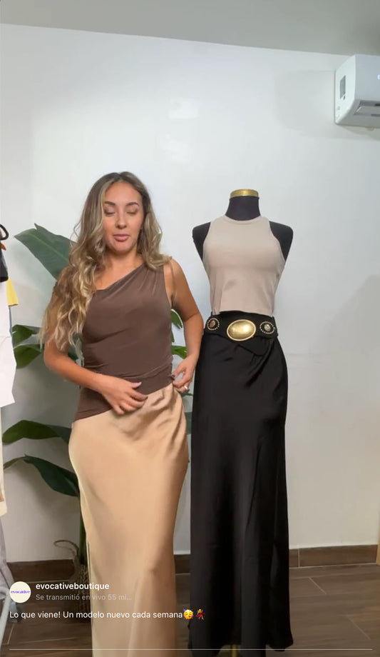 Falda Maxi Satin Negra