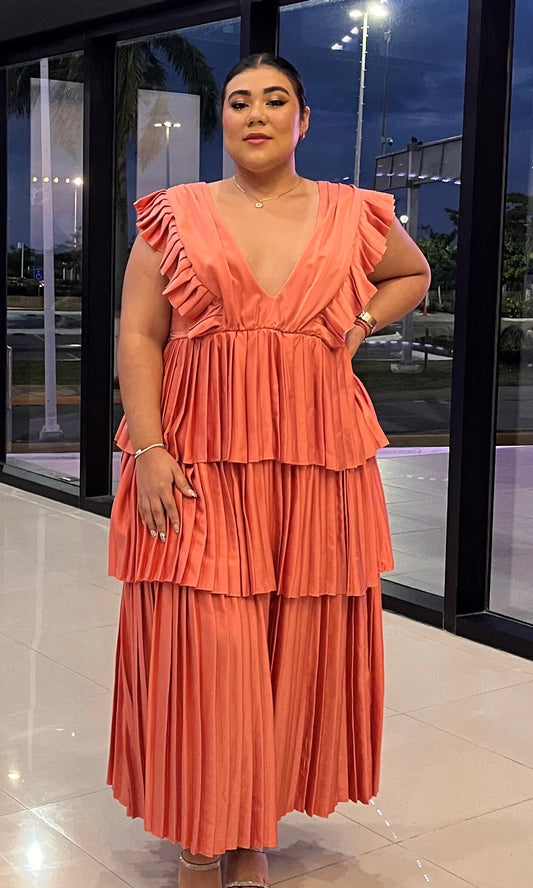 Vestido de fiesta coral