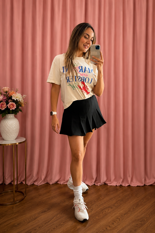 Falda Short Negro de Tablones