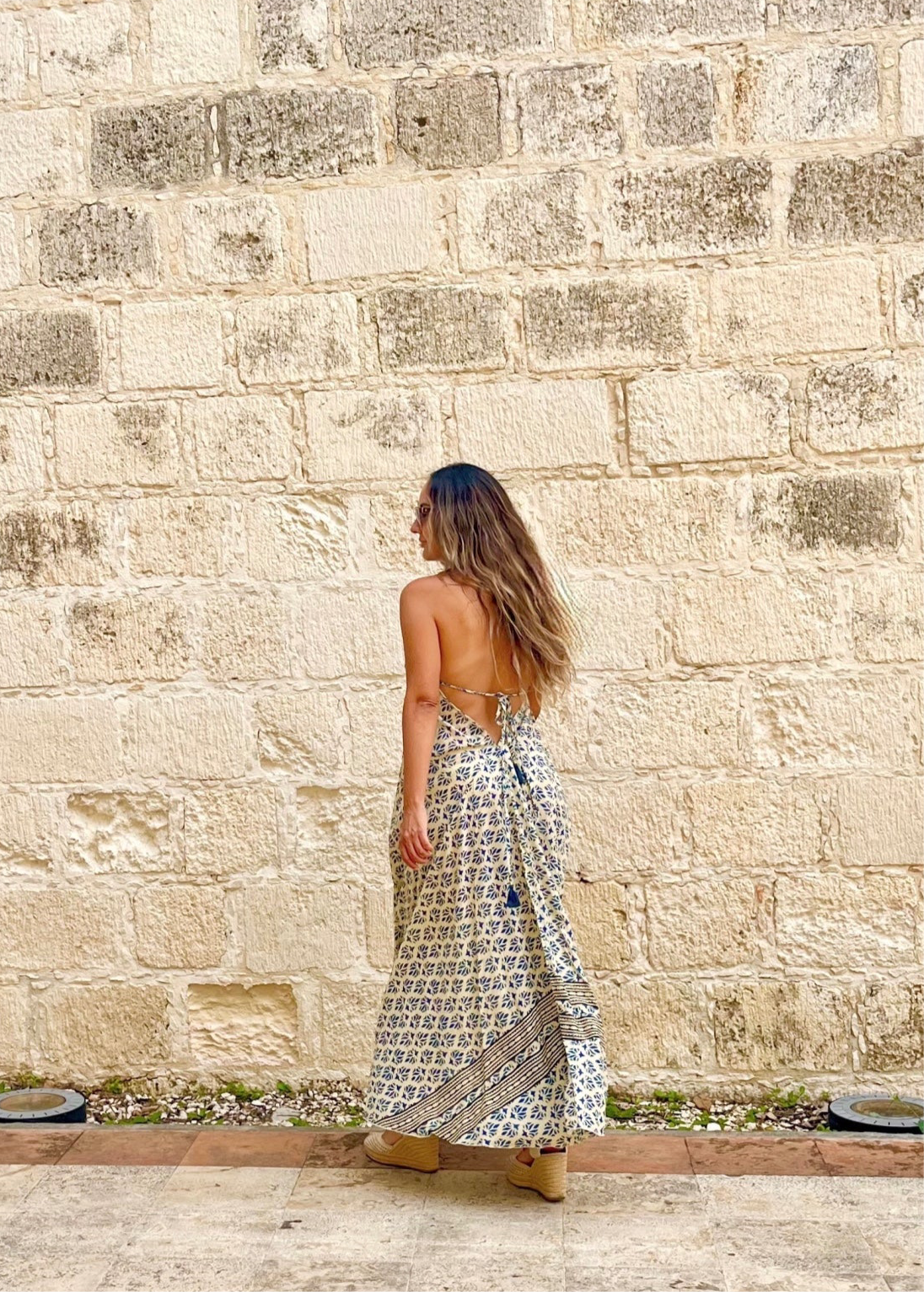 Vestido Boho Chic Rayón – Unitalla, Espalda Descubierta Azul Negro