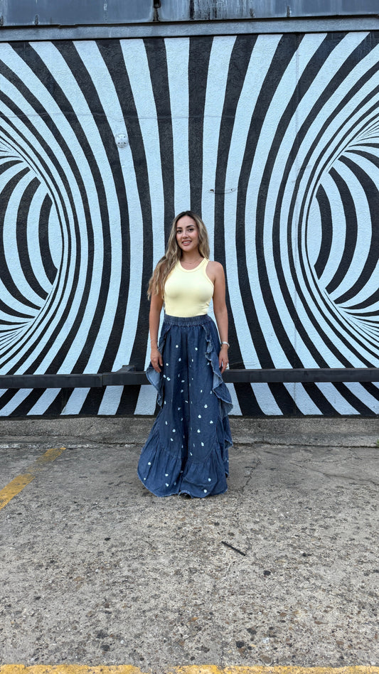 Pantalón Denim con Olán