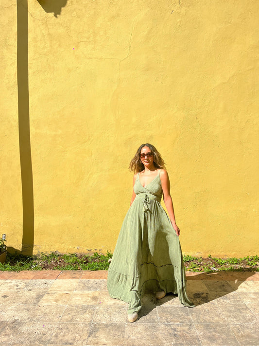 Vestido Boho Chic Rayón –Unitalla Verde