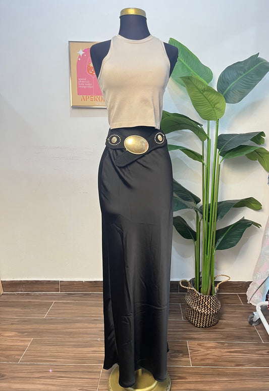 Falda Maxi Satin Negra