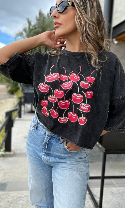 Blusa Cherry Negra