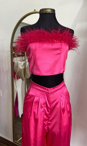 Top plumas hot pink