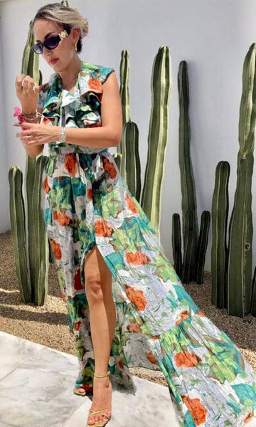 Vestido floreado verde